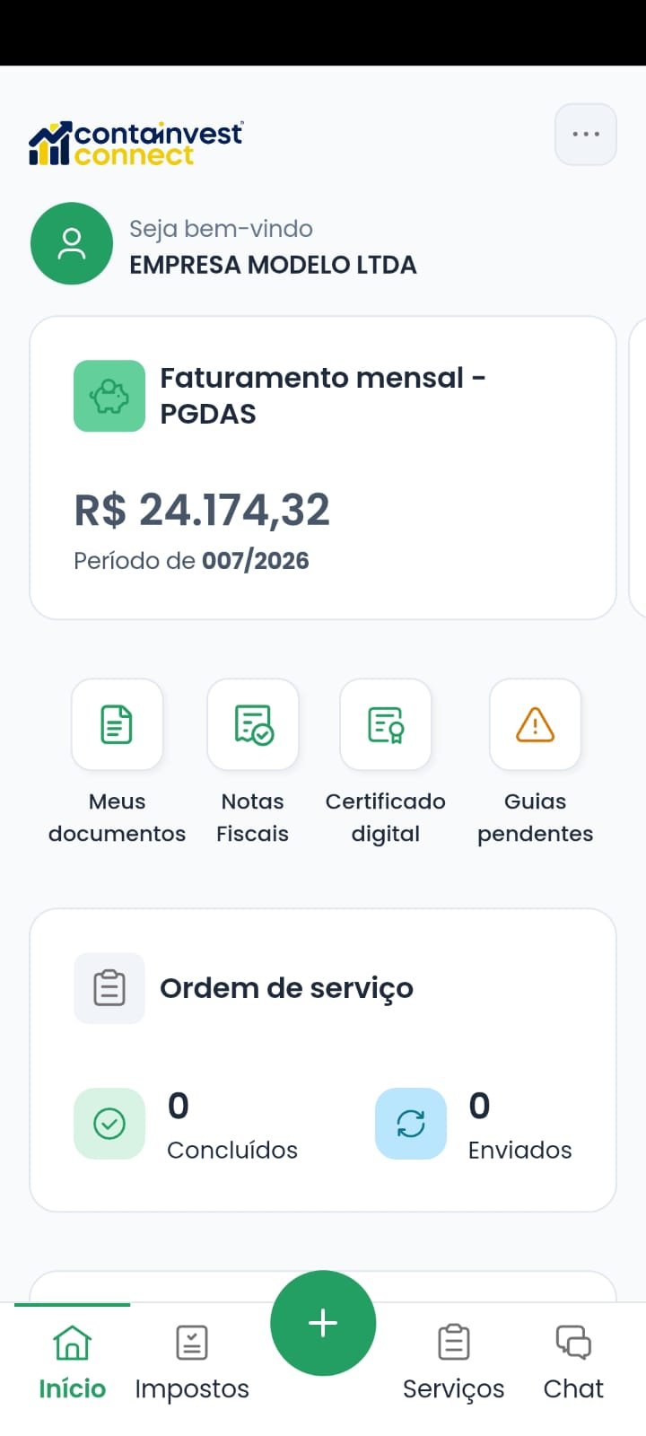 ContaInvest Connect no celular